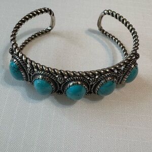 Carolyn Pollack Relios 925 Silver American West Turquoise Cuff Bracelet